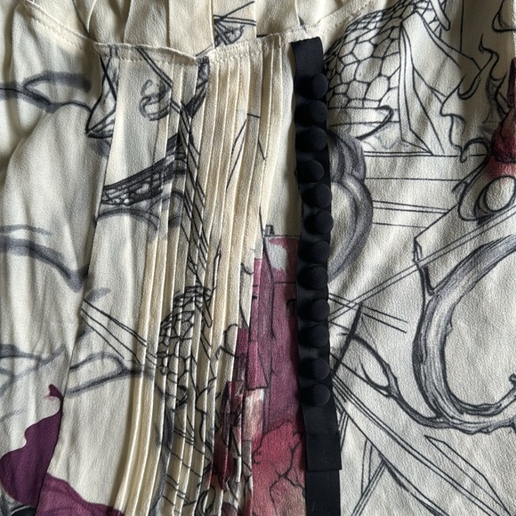 Iconic vintage! Prada Fairy Print James Jean 2008 Silk Blouse 38